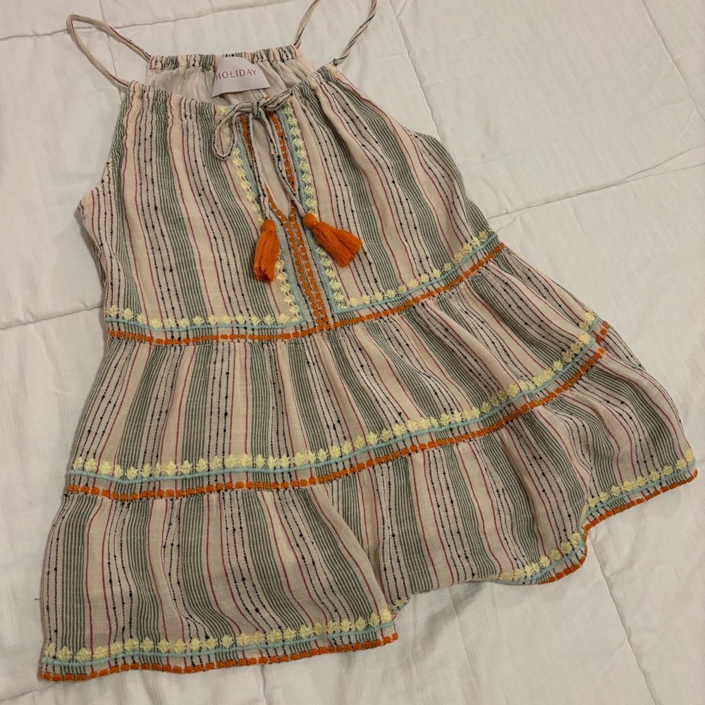 HOLIDAY Boho Festival Striped Embroidered Tank Top | Natural Fibers